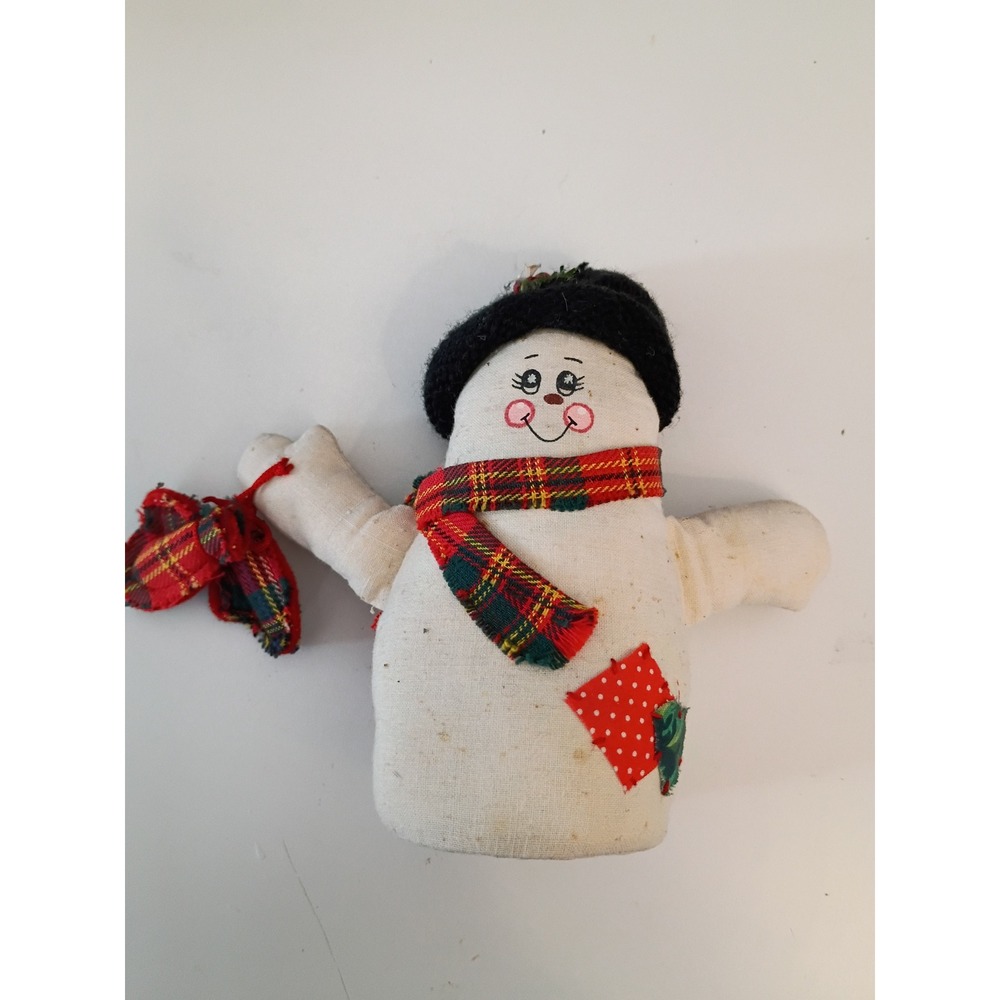 Wangs International Muslin Snowman Figurine Plaid Scarf Mitten CX0017 5 Inch